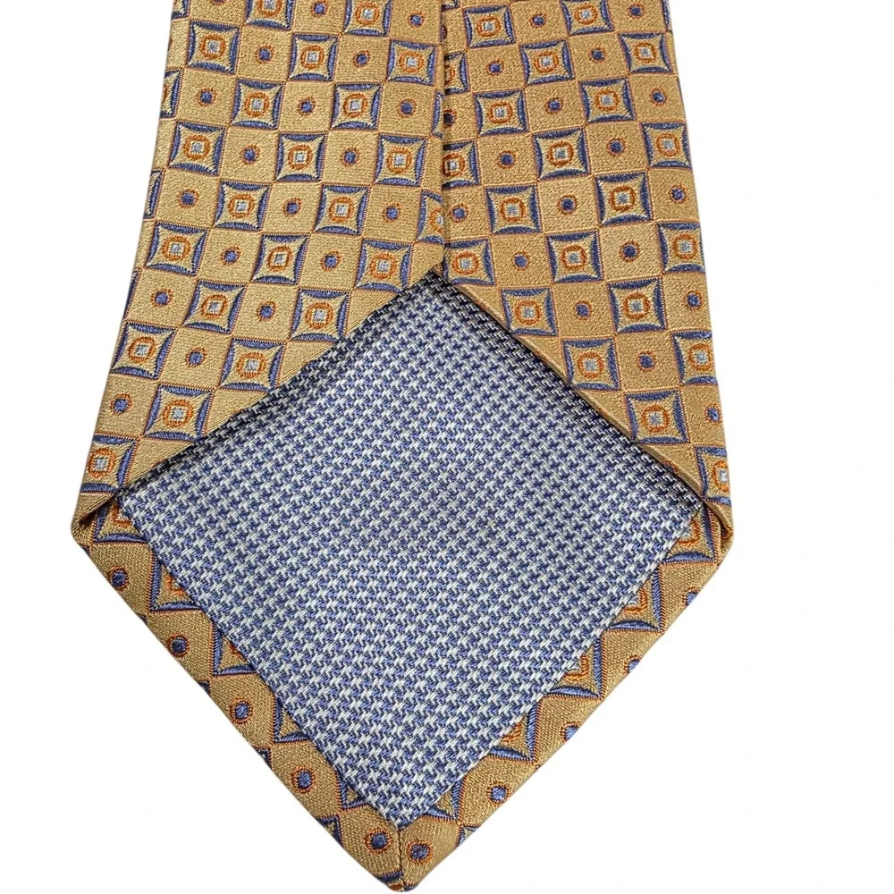 John W Nordstrom Men's Tie Necktie‎ Designer Luxury Peach Orange Blue Geometric